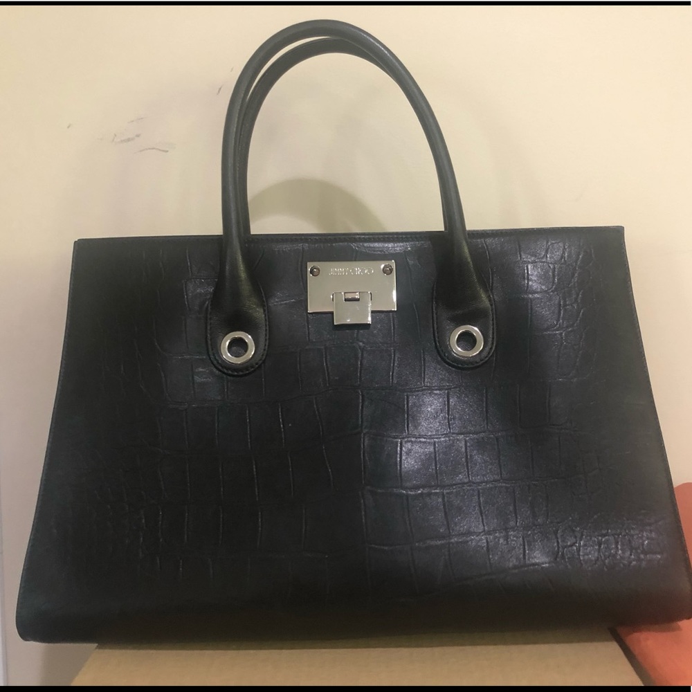 Jimmy Choo Riley Black Leather Tote